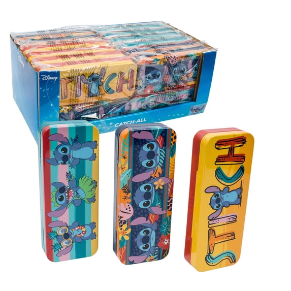 3 Piece Disney Stitch Tin Pencil Case, 3 Assorted, 47295