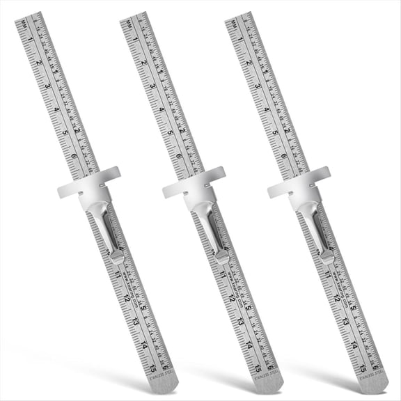3 PCS Machinist Ruler, 6 Inch 15 cm Pocket Ruler Flexible Stainless Steel with Detachable Clips
