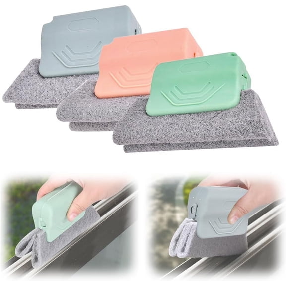 3 PCS Magic Window Cleaning Brush, 2025 Upgrade Creative Window Groove Cleaning Brush, Handheld Magic Window Sliding Glass Door Track Cleaner Tool Set for Cleaning Corners and Gaps (3 PCS)