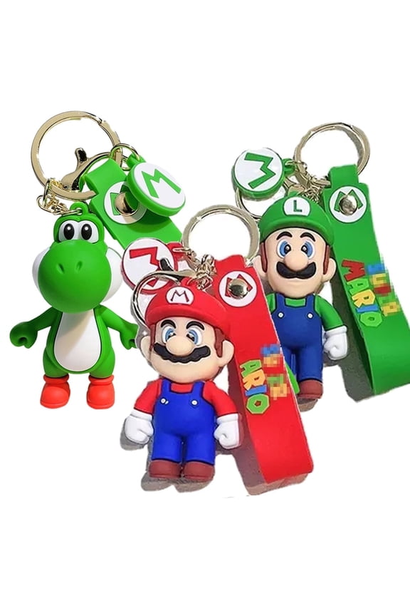 3 PCS Mari Keychains Luig Keychains Mari Keyring Luig Keyring Birthday Gift Kids Party Supplies Yosh Keychain
