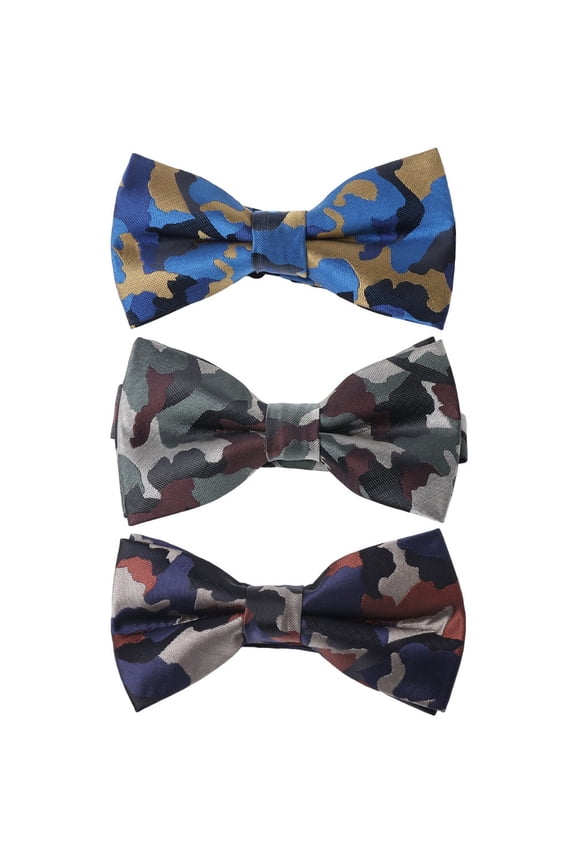 3 PCS Men Camouflage Pre-tied Bowties Wedding Party Formal Bow Ties Necktie
