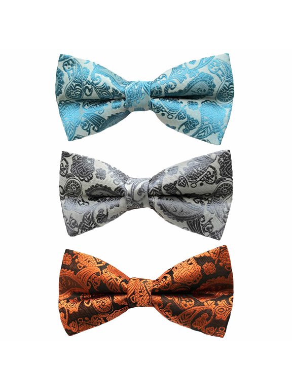 3 PCS Men's Paisley Floral Bowtie Wedding Party Tuxedo Formal Bow Neck Tie