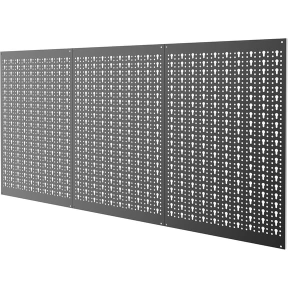 3 PCS Metal Pegboard Panels for Garage Wall Utility Tools Storage Pegboard for Workbench, Modular Peg Board Tool Organizer Board Kit(Pack of 3, Black)
