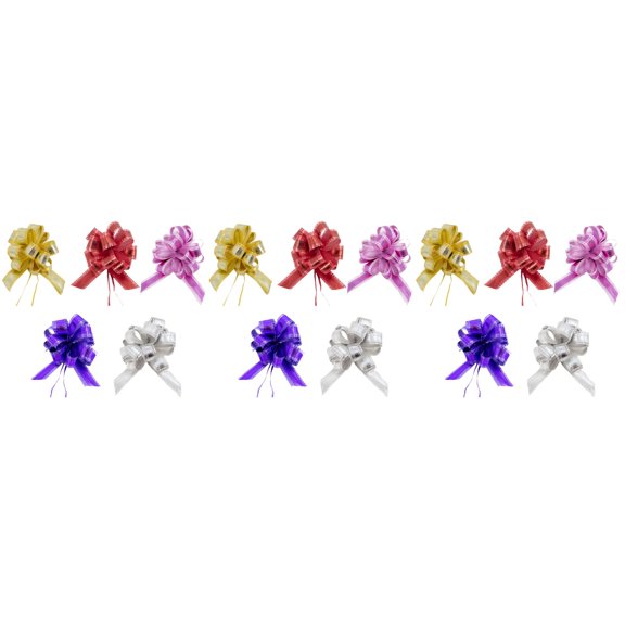 MOKKHNB Wrap Ribbon Bow Christmas Pull Bows Vivid Colors 15Set 5.3In x 1.3In