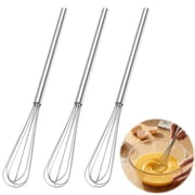 10 Inch Stainless Steel Whisk Set, 3 Pieces Wire Whisks with Long Handle for Cooking, Baking, and Beating Eggs