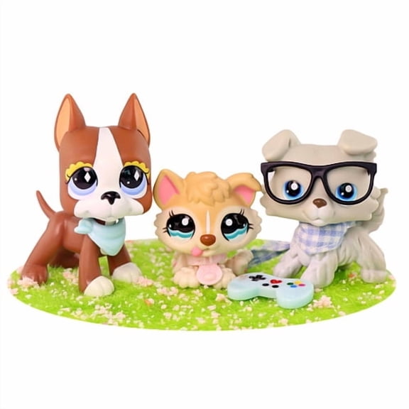 3 PCS Minilpsshop Little Figures Toys Mini Pets Collie #363 Great Dane #589 Husky Puppy #1013 with Accessories,Collectable lps Dog