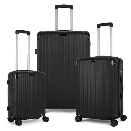3 PCS Modern Travel Trolley TSA Luggage Set, Midnight Black