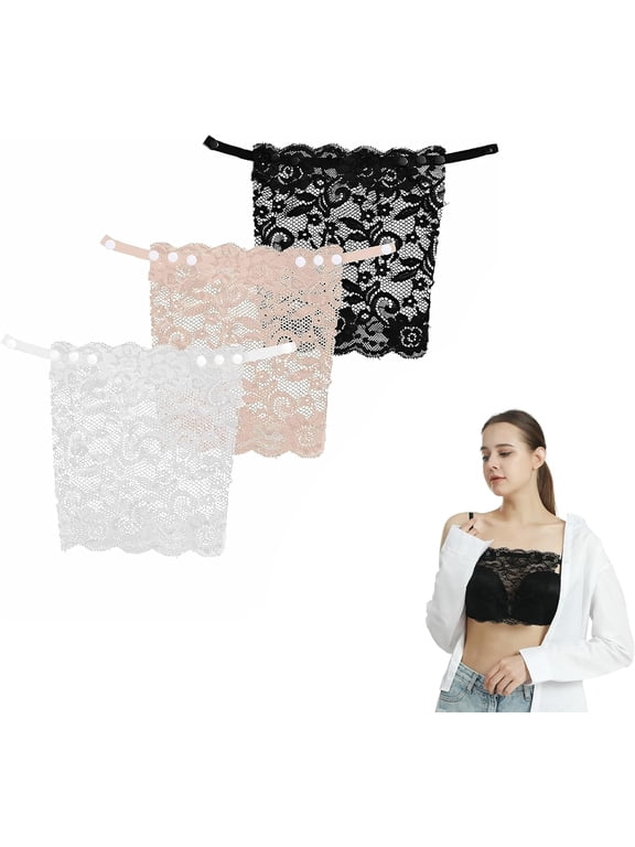 3 PCS Modesty Panels For Low Cut Tops,Cleavage Cover Up For Dresses,Lace Inserts For Low Cut Tops,Lace Top For Women,Women's Camisoles And Vests,Invisible Tank Top For Women Multicolour