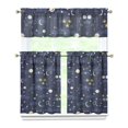 thumbnail image 1 of 3 PCS Moon and Stars Kitchen Curtains - Sci-Fi Lovers Design, Rod Pocket Window Treatment Panels, 1 of 5
