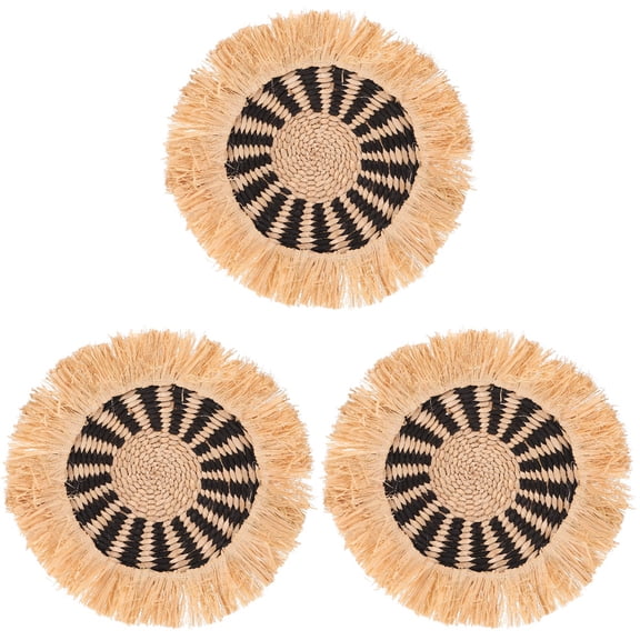 3 PCS Mural Raffia Wall Decoration Chic Wall Pendant 28.00X28.00X7.50CM