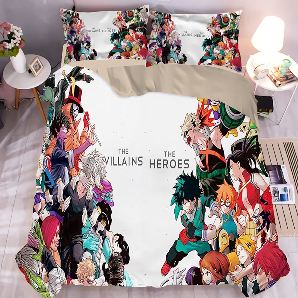 3 PCS My Hero Academia Bedding Bed Set1 Duvet Cover + 2 Pillowcases with Cool Deku Deku Bakugou