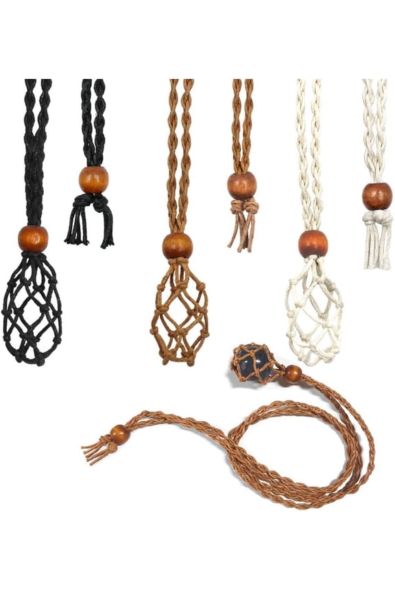 3 PCS Necklace Cord Empty Stone Holder, DaKuan Necklaces Cage Cords for Crystals, Adjustable Necklace for DIY Bracelet Necklace Jewelry Making (3 colors)