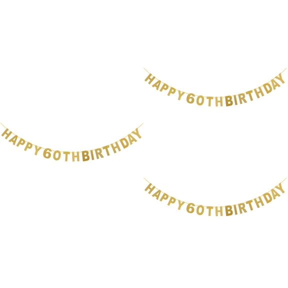 3 PCS Paper Garland Decorations Glitter Birthday Banner