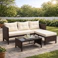 thumbnail image 1 of 3 PCS Patio Sectional Sofa Conversation Set, All Weather Rattan Patio Furniture Set, Brown Outdoor Chaise Lounge Set with Cushion and Table, Deck Backyard Porch Furniture, 1 of 8