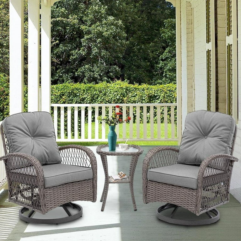 PCS Patio Swivel Rocker Set, PE Rattan Swivel Bistro Table Set