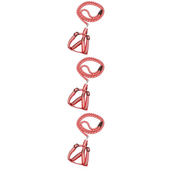 3 PCS Pet Chest Harness Traction Rope for Puppy Dog Leash Connector Retractable Red