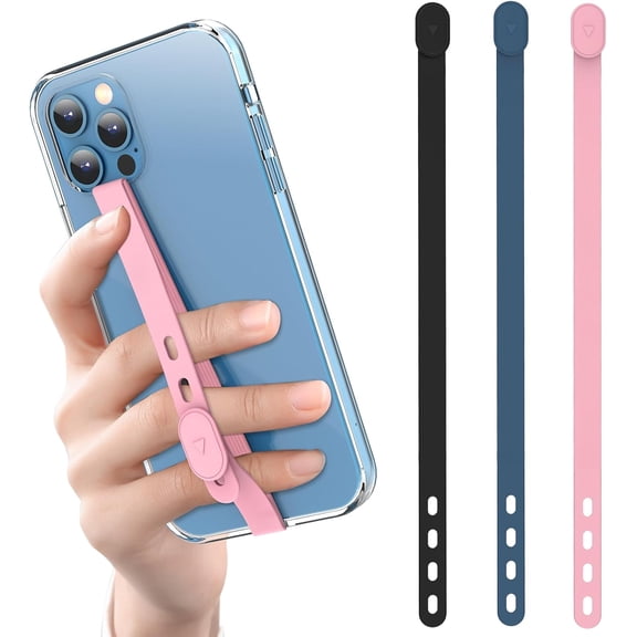 3 PCS Phone Loop Strap iPhone Clip Finger Grip Holder Stretchable Flexible Elastic Silicone Hand Band Ultra Slim Adjustable Wireless Charging Universal for iPhone Most Phone Cases