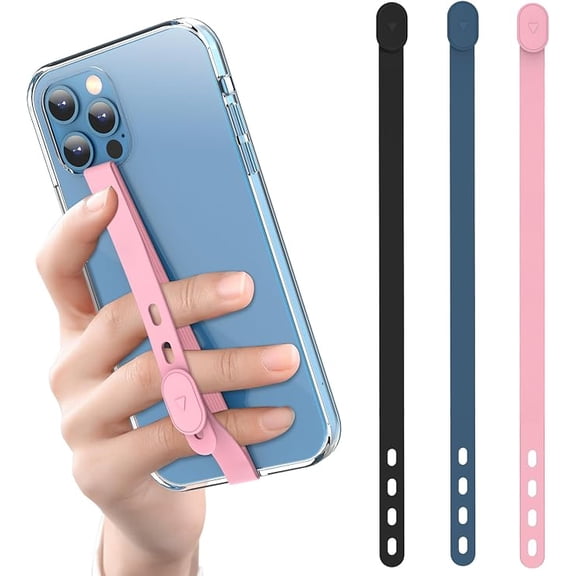 3 PCS Phone Loop Strap iPhone Clip Finger Grip Holder Stretchable Flexible Elastic Silicone Hand Band Ultra Slim Adjustable Wireless Charging Universal for iPhone Most Phone Cases