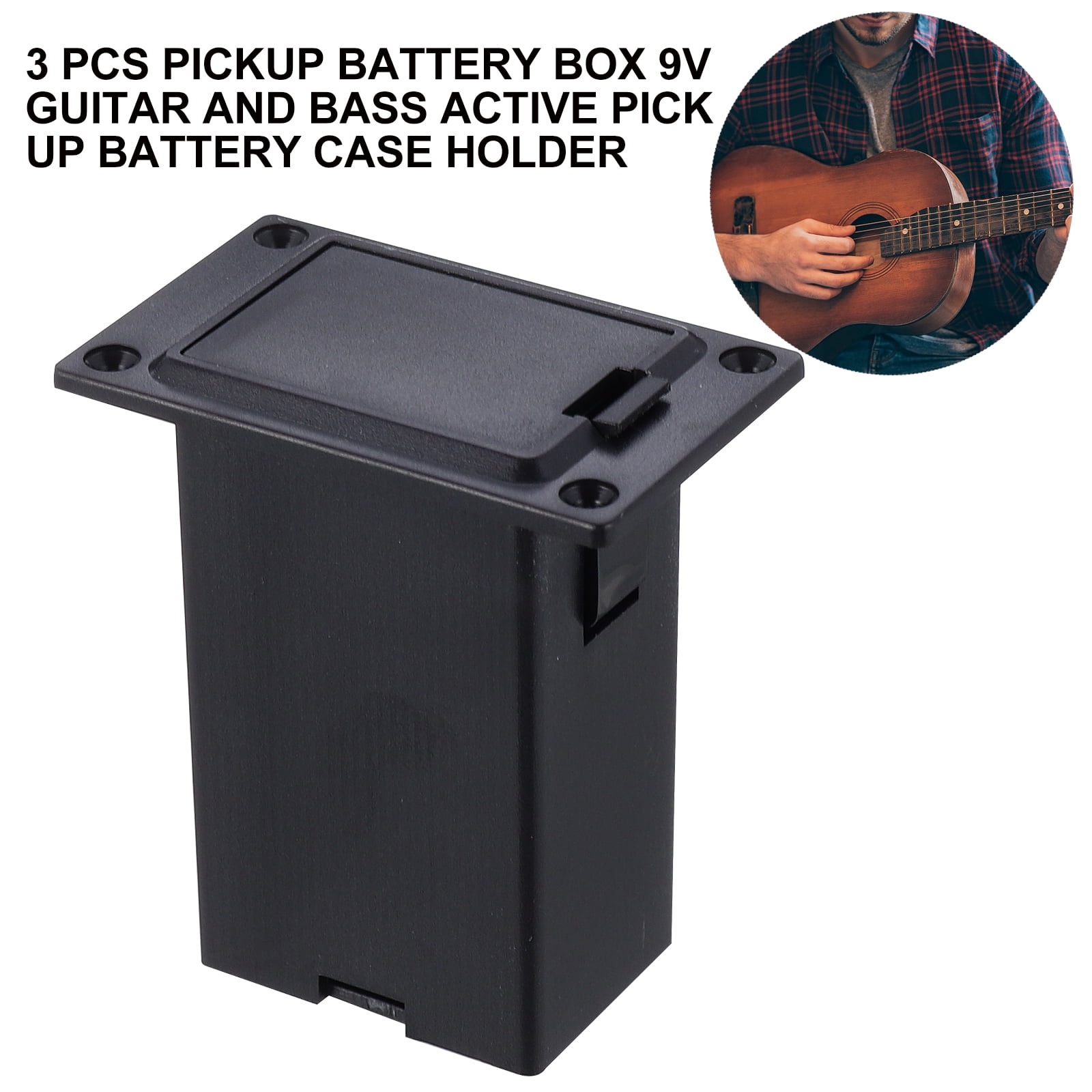 3 PCS Pickup Battery Box 9V Guitar and Bass Active Pick Up Battery Case