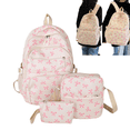thumbnail image 1 of 3 PCS Pink Backpack Set 3pcs Coquette Bow School Bookbag Cute Kawaii Printed Book Bag with Lunch Bag Pencil Pouch, 1 of 8