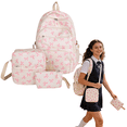 thumbnail image 1 of 3 PCS Pink Cute Bow Backpack, 17-Inch Bookbag for Middle & Elementary School,Backpack for them Ages 6-16, 1 of 8