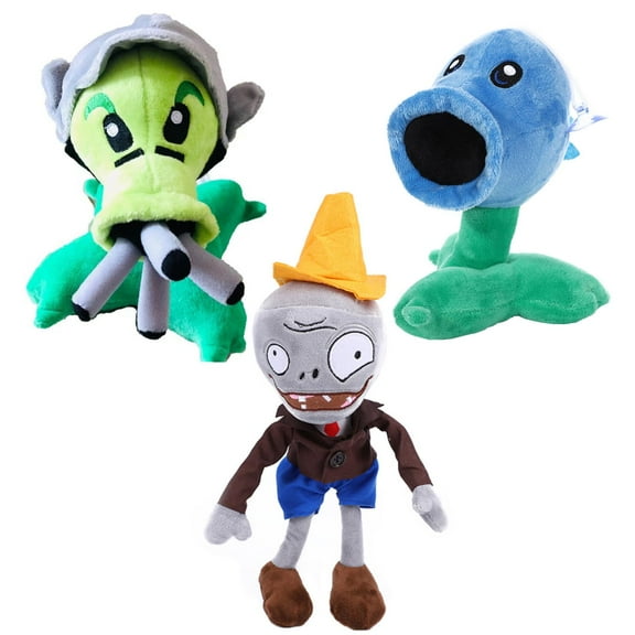 3 PCS Plants and Zombies Plush Brown Coat Gatling Peashooter Plush Toys Normal Zombies Ice Peashooter PVZ Plush 1 2 Stuffed Soft Doll Conehead Zombies New