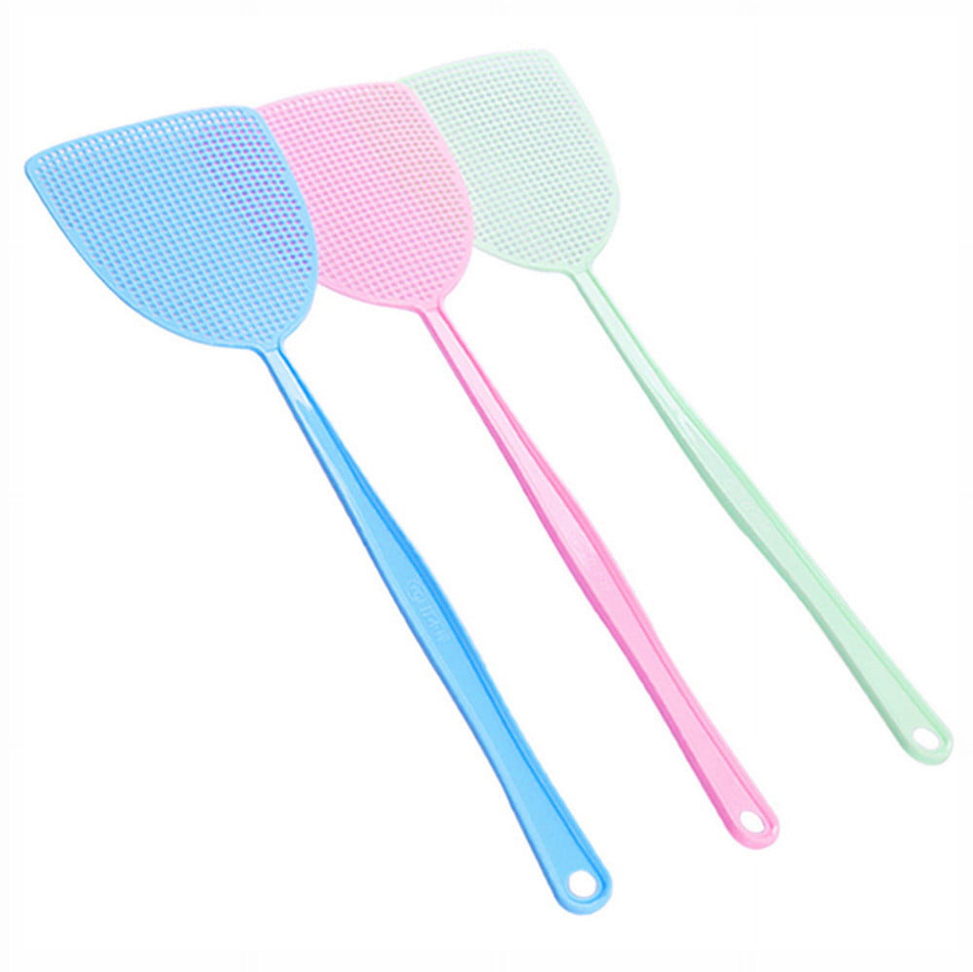 3-PCS Plastic Fly Swatters with Long Handles - Large, Flexible, and ...