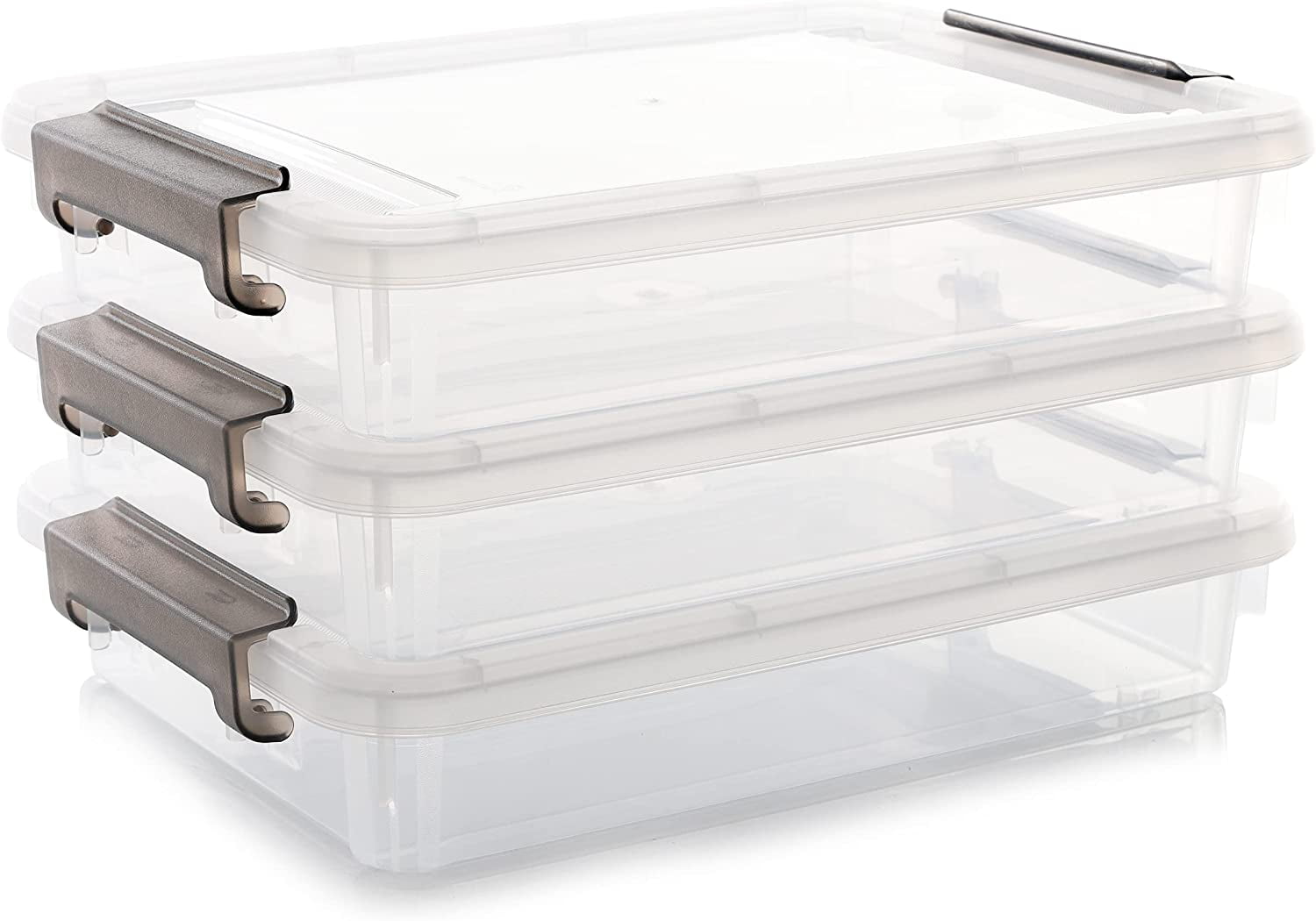 3 PCS Plastic Storage Bins with Latching Lids Portable Project Case ...