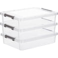 thumbnail image 1 of 3 PCS Plastic Storage Bins with Latching Lids Portable Project Case Clear File Box Stackable Storage Containers for Organizing B5 Paper, Photo, Document, Scrapbook, 1 of 8