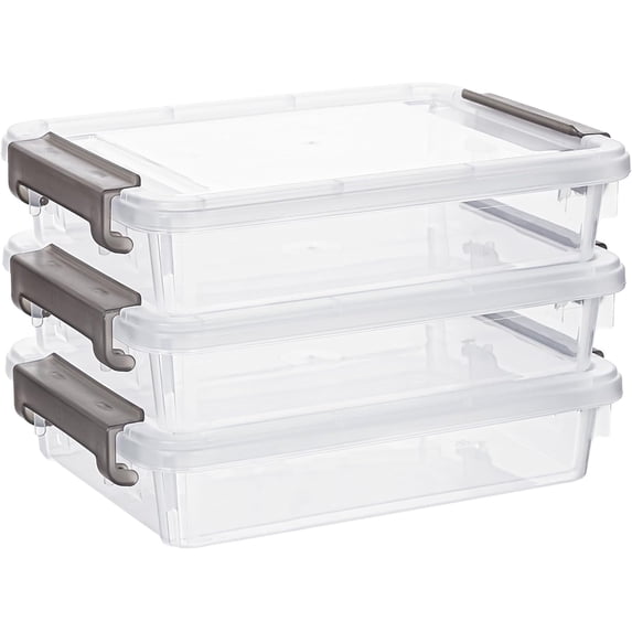 3 PCS Plastic Storage Bins with Latching Lids Portable Project Case ...