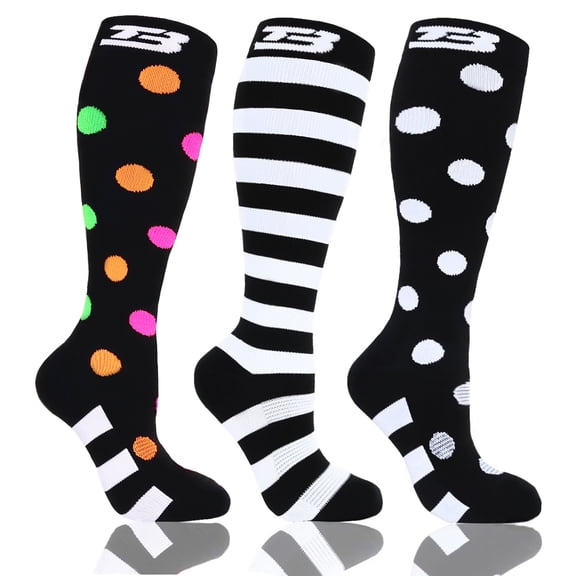 3 PCS Plus Size Compression Socks Knee Height Width Calf 20-30 Mm Hg 2xl 3xl 4xl 5xl Circulation Breathable