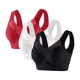 thumbnail image 1 of 3 PCS Plus Size Full Coverage Bras for Women Push Up Wire-Free Bralettes Stretch High Support Seamless Sports Bras Multicolor, 34/75BC, 1 of 2