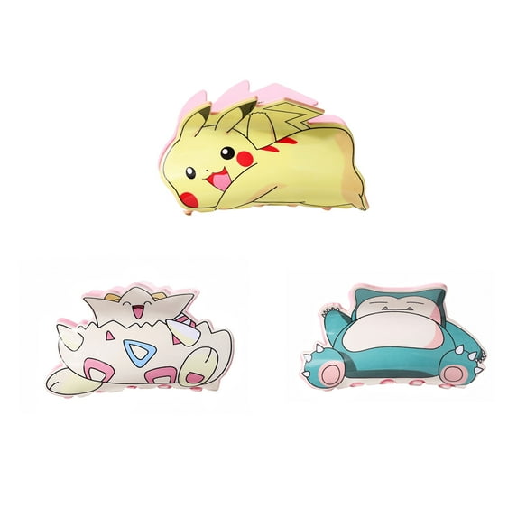 3 PCS Pokemon Metal Large Claw Clips for Thick Heavy Hair, Strong Hold Big Non-Slip Hair Catch Barrette Jaw Clamp for Long Hair, Fashion Styling Accessories for Women Girls