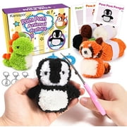 3 PCS Pom Poms Craft Kit, Cute Pom Poms Pets - Dinosaur, Raccoon and Penguin with Instructions, Arts and Crafts for Kids Ages 6-8, Great Kids Crafts, Birthday Christmas Gifts