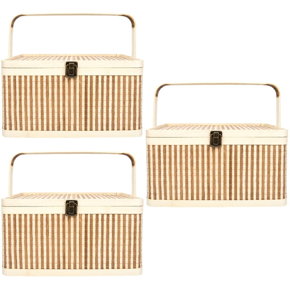 3 PCS Portable Moon Cake Box Dessert Basket Handmade