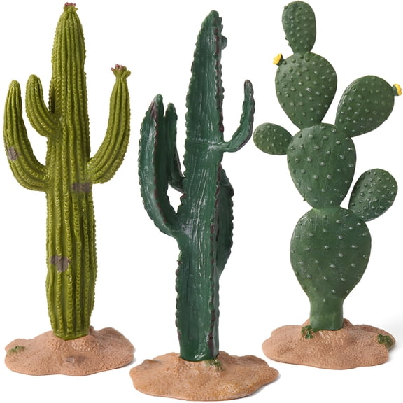 3 PCS Realistic Artificial Cactus Plants, 5.5 Inches Desert Succulent Decorations with Sand Base, Lifelike Green Faux Cactus Collection for Home Office Table Decor, Maintenance-Free Indoor Plants