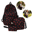 thumbnail image 1 of 3 PCS Red Teenage Bow Backpack, Elementary/Middle/High Schoolbag, Multi-Compartment Water-resistant Cute Bookbag, 1 of 8