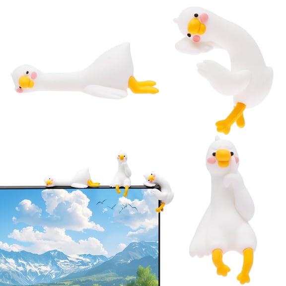 3 PCS Resin Goose Figurine Computer Monitor Decor Cute Mini Goose Statue for Car Dashboard Funny Desk TV Photo Frame Decoration