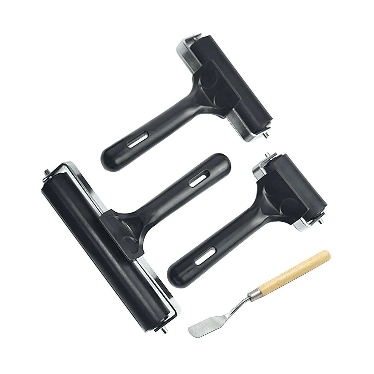 3 PCS Rubber Roller Brayer for Crafts,Printmaking Brayers,Hard Rubber