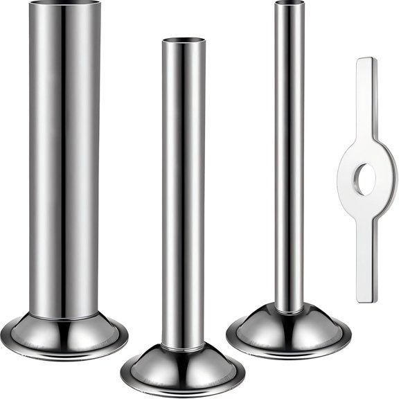 3 PCS Sausage Stuffing Tubes with Fixing Rings, Food-Grade Stainless Steel | Meat Grinder Stuffing Tubes, 3 Practical Sizes, Easy Clean
