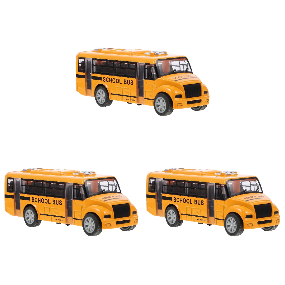 3 PCS School Bus Model Mini Car for Toddler Pull Back Buses Scale Die ...