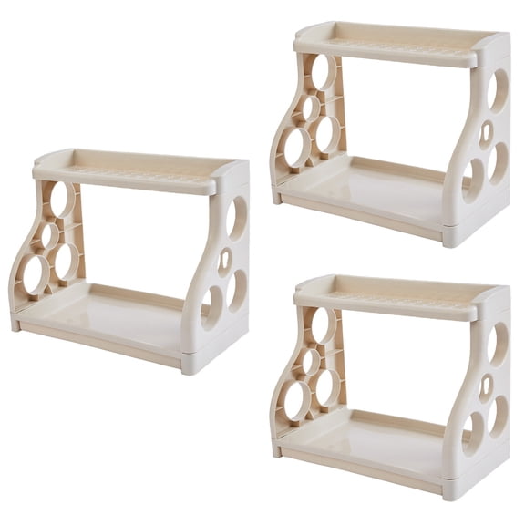 3 PCS Seasoning Can Storage Rack Risers Cabinet Organizer Shelf Shelving Shelves Beige