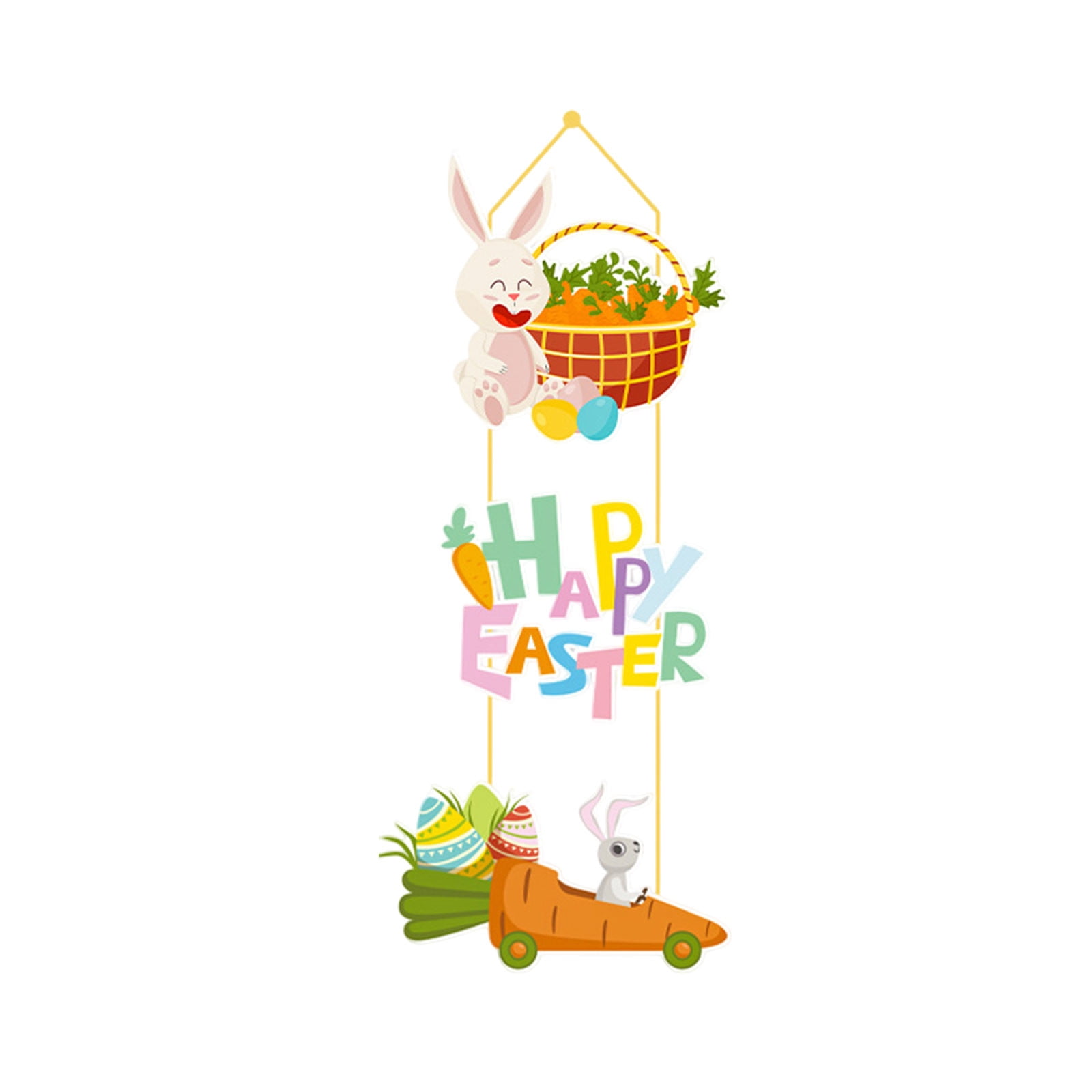 3 PCS Set Easter Decorative Paper Door Hanging, Happy Easter Bunny Eggs ...