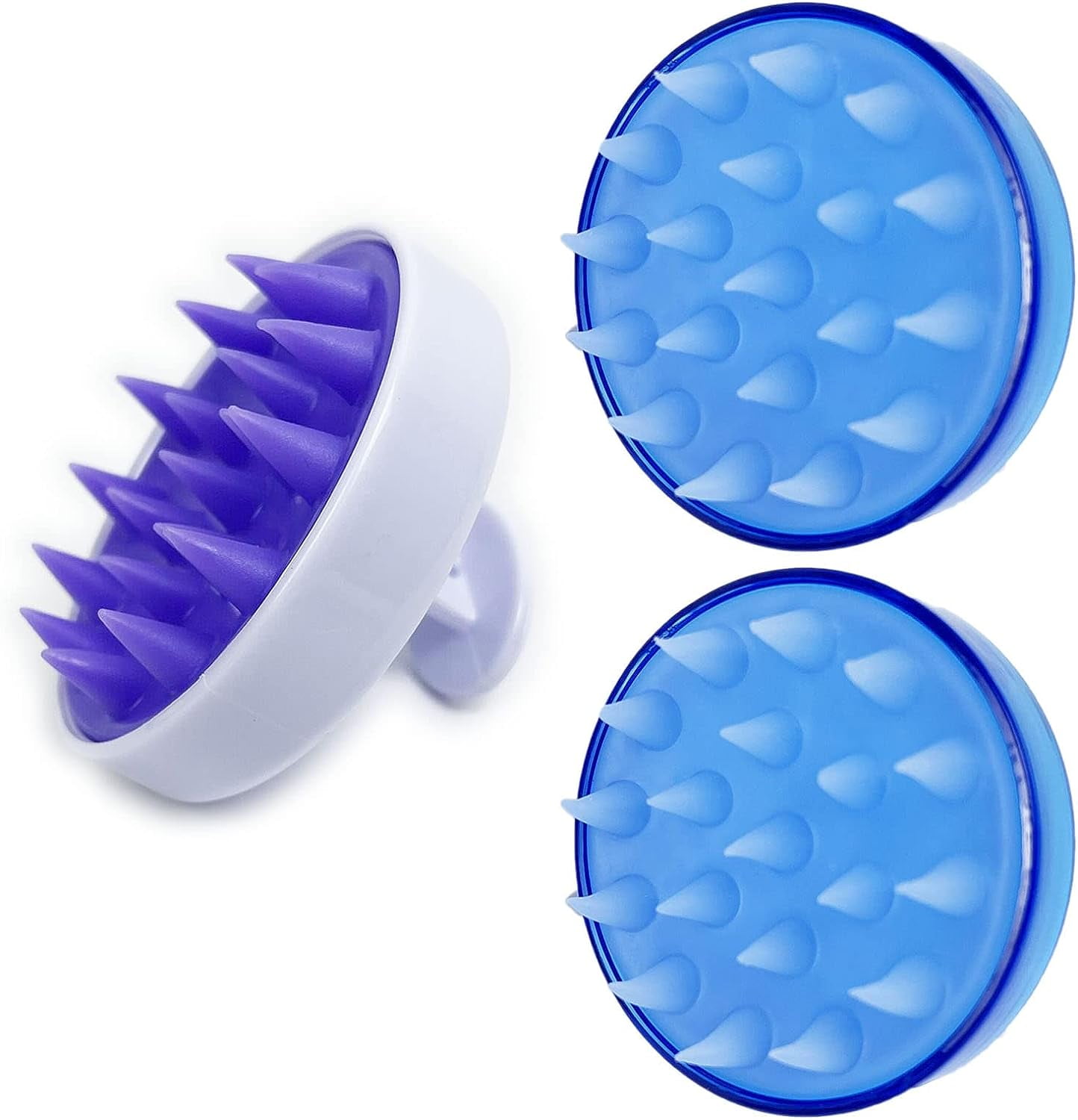 3 Pcs Silicone Hair Scalp Massager Wet Dry Comb Shampoo Brush Shower Head Massage For All