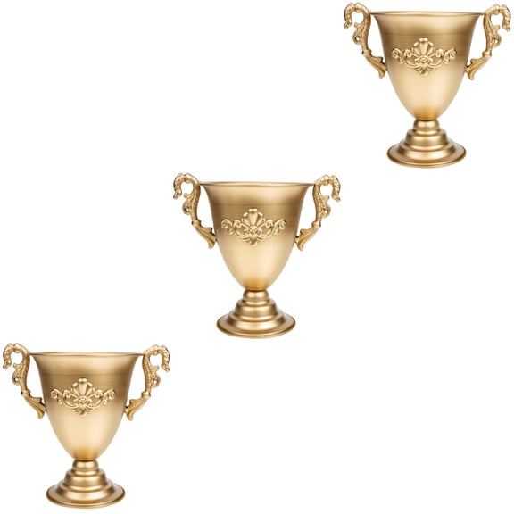 3 PCS Simple Flowerpot for Home Pedestals Wedding Decor Golden