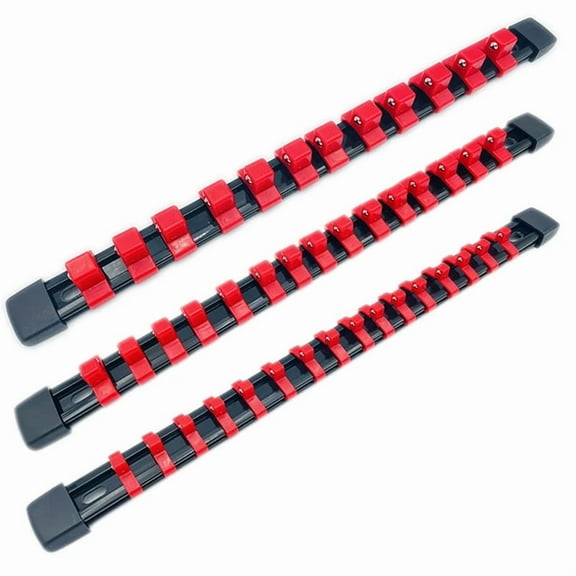 3 PCS Socket Organizer 1/2 3/8 1/4 Inch Drive Socket Rail Holders Heavy Duty Socket Racks Red,3 x Socket Organizers,Red