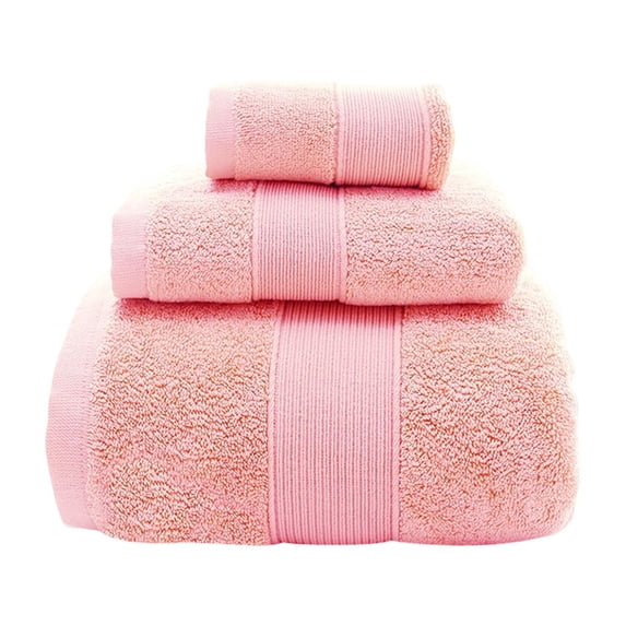 3 PCS Soft Cotton Large Towel Set, Highly Absorbent Quick Dry Bathroom Towel, Premium Luxury Hotel Quality Bath Sheet (Pink)