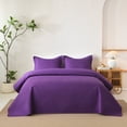 thumbnail image 1 of 3 PCS Solid Color Ultrasonic Lightweight Quilt Bedspread Set, Breathable Bed Cover, Modern All Season Bedding, 1 of 7