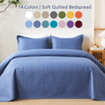 thumbnail image 1 of 3 PCS Solid Color Ultrasonic Lightweight Quilt Bedspread Set, Breathable Bed Cover, Modern All Season Bedding, 1 of 9