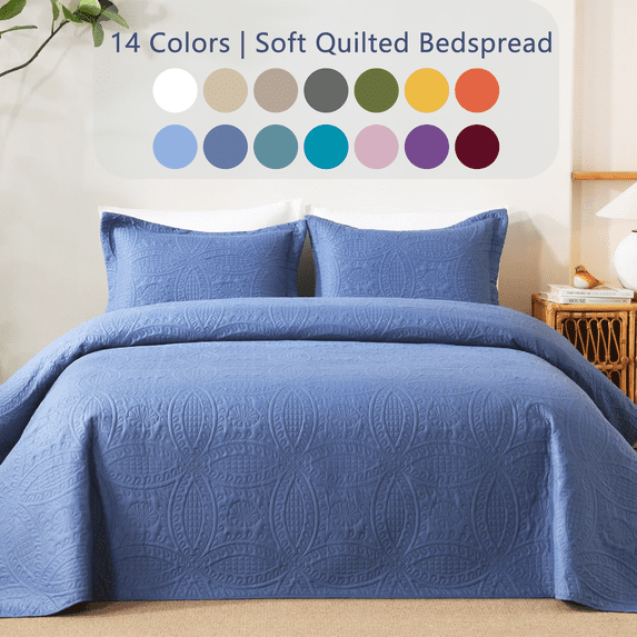 3 PCS Solid Color Ultrasonic Lightweight Quilt Bedspread Set, Breathable Bed Cover, Modern All Season Bedding